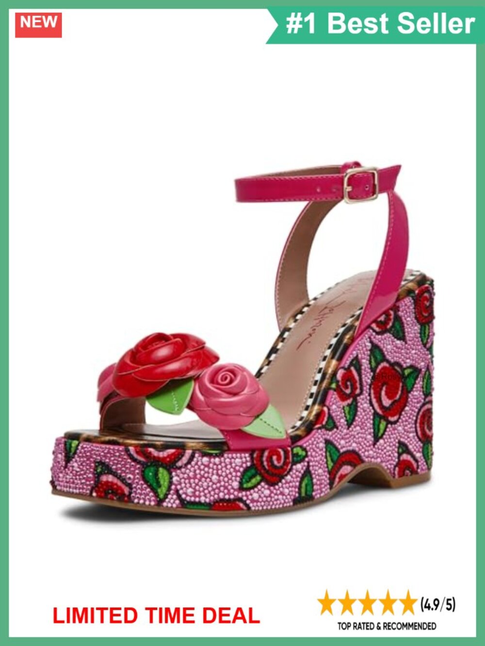Betsey Johnson Lizzete Espadrille Platform Wedge Sandal with Floral Open Toe